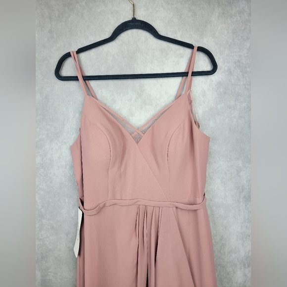 Azazie NaeemRosette A-Line V-Neck Ruffle Chiffon Dress Size 12‎ - Picture 4 of 15